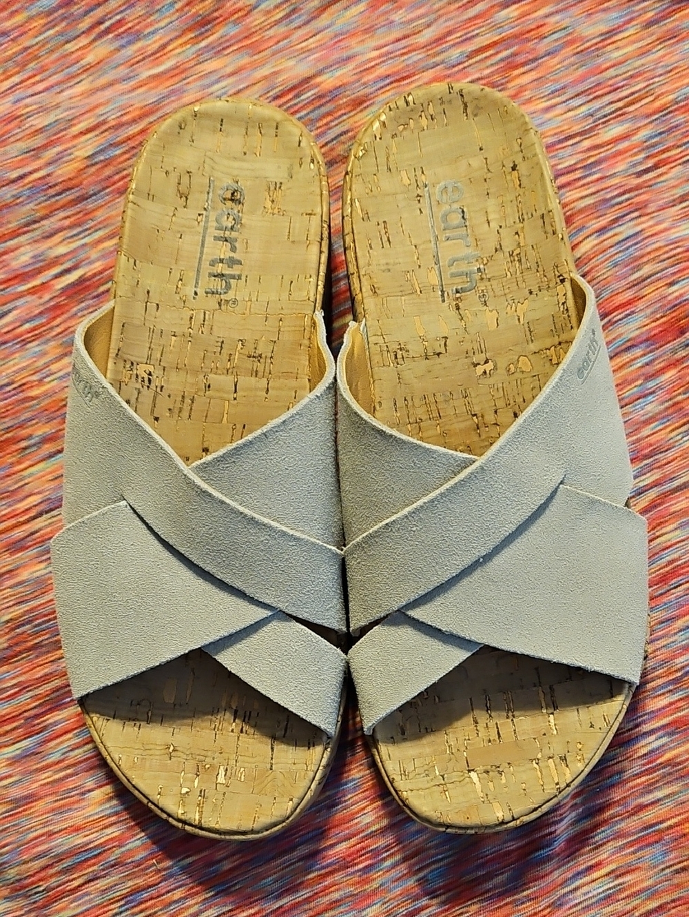Earth Light Gray SCOUT Style Crisscross Cork Slide Mules - Picture 2 of 15